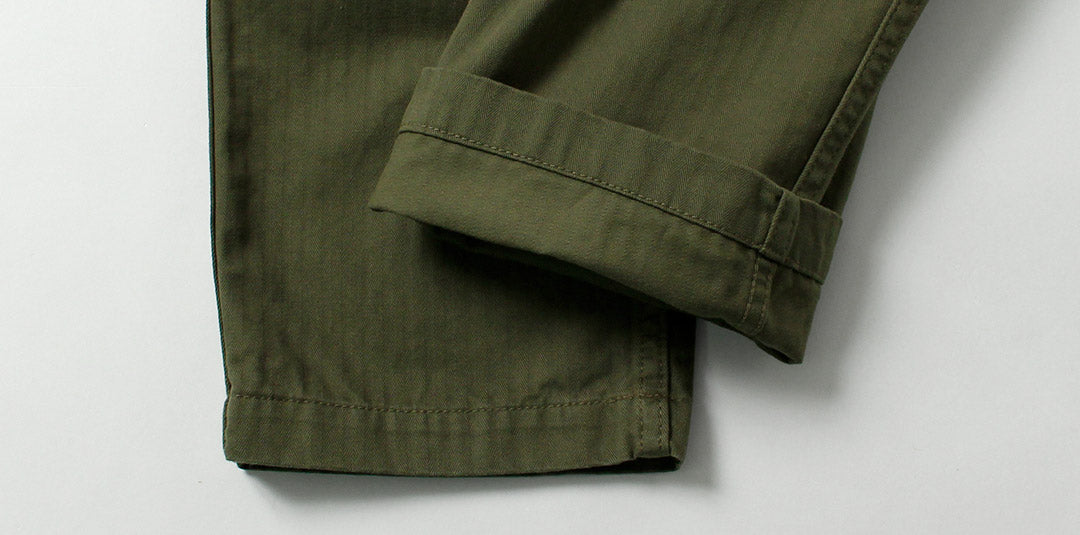 Blue refabric / Herringbone Wide Tapered Vintage Trousers