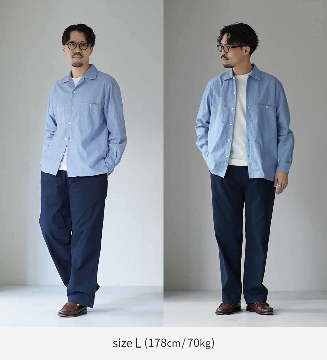 HARROWE HARROWE / 5oz 컬러 네프 샴브레이 오픈 칼라 셔츠