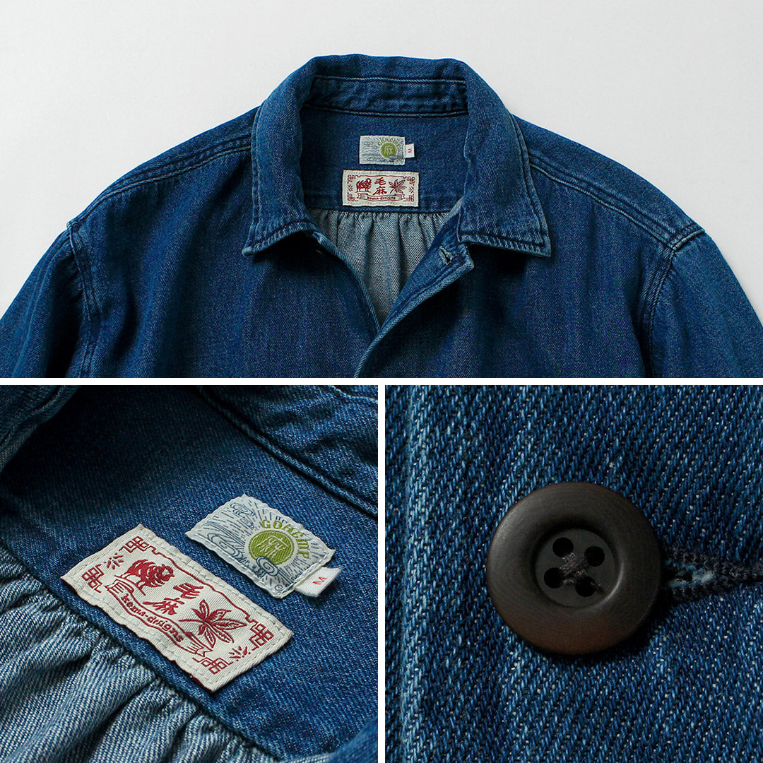 GOHEMP / Commande spéciale Manteau surchemise en denim de chanvre et coton 9oz GOHEMP × KEMA DESIGNS