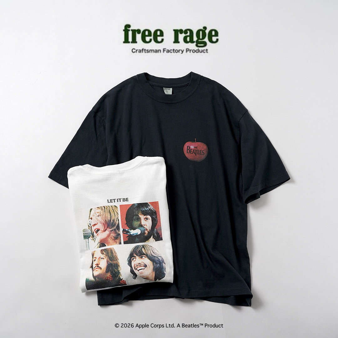 FREE RAGE / The Beatles × FREE RAGE Camiseta de manga corta de algodón reciclado último lanzamiento