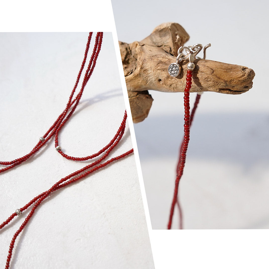 phaduA / Collier de perles antiques coeur blanc