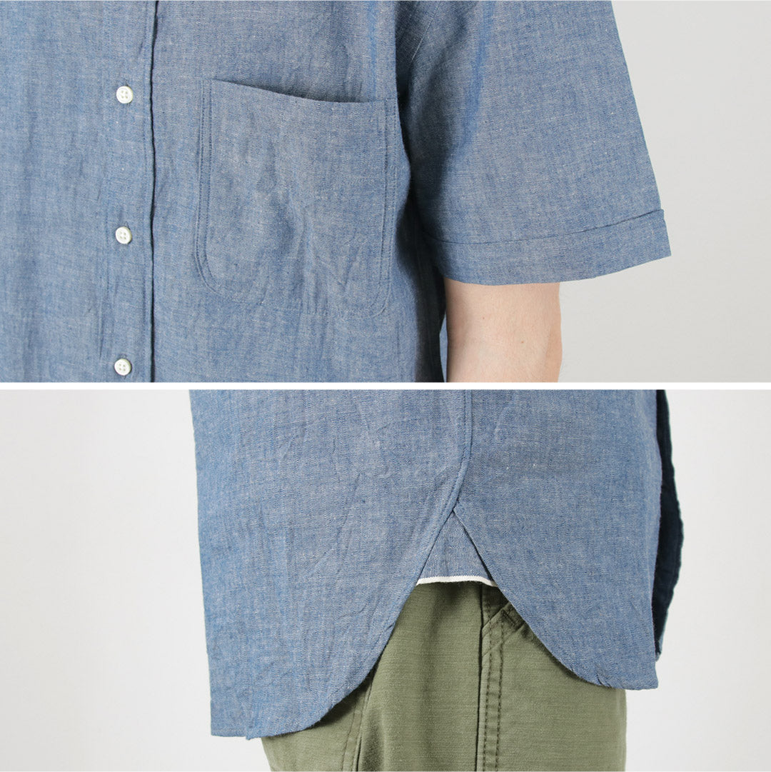 Camisa con botones de manga corta ROCOCO / Selvage Chambray