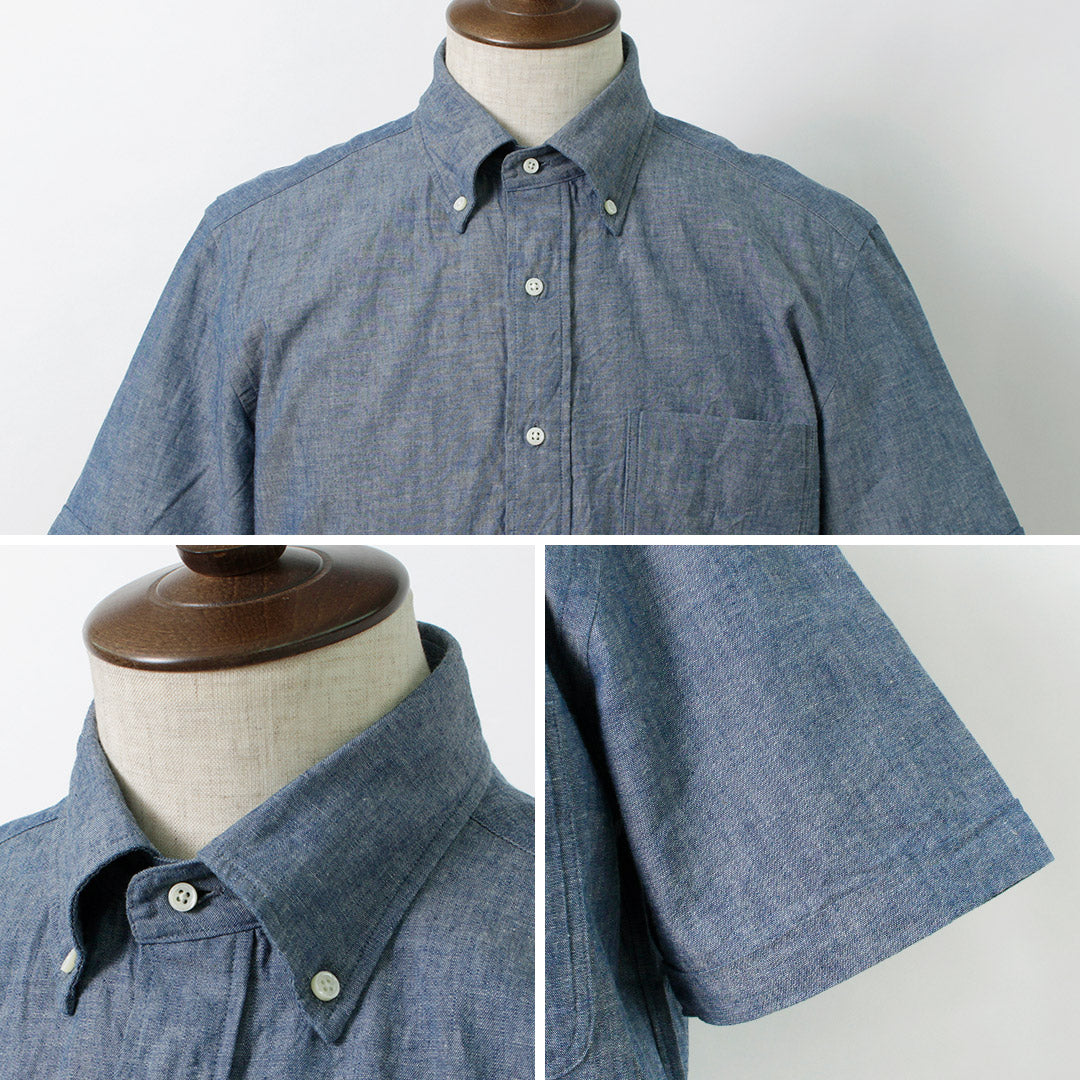 Camisa con botones de manga corta ROCOCO / Selvage Chambray