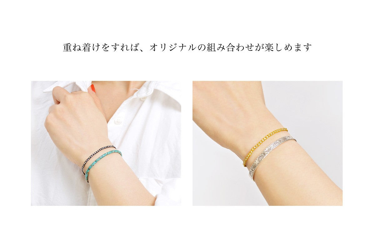 Pulsera de cordón muesca con cuentas de cuentas de plata de plata / Karen