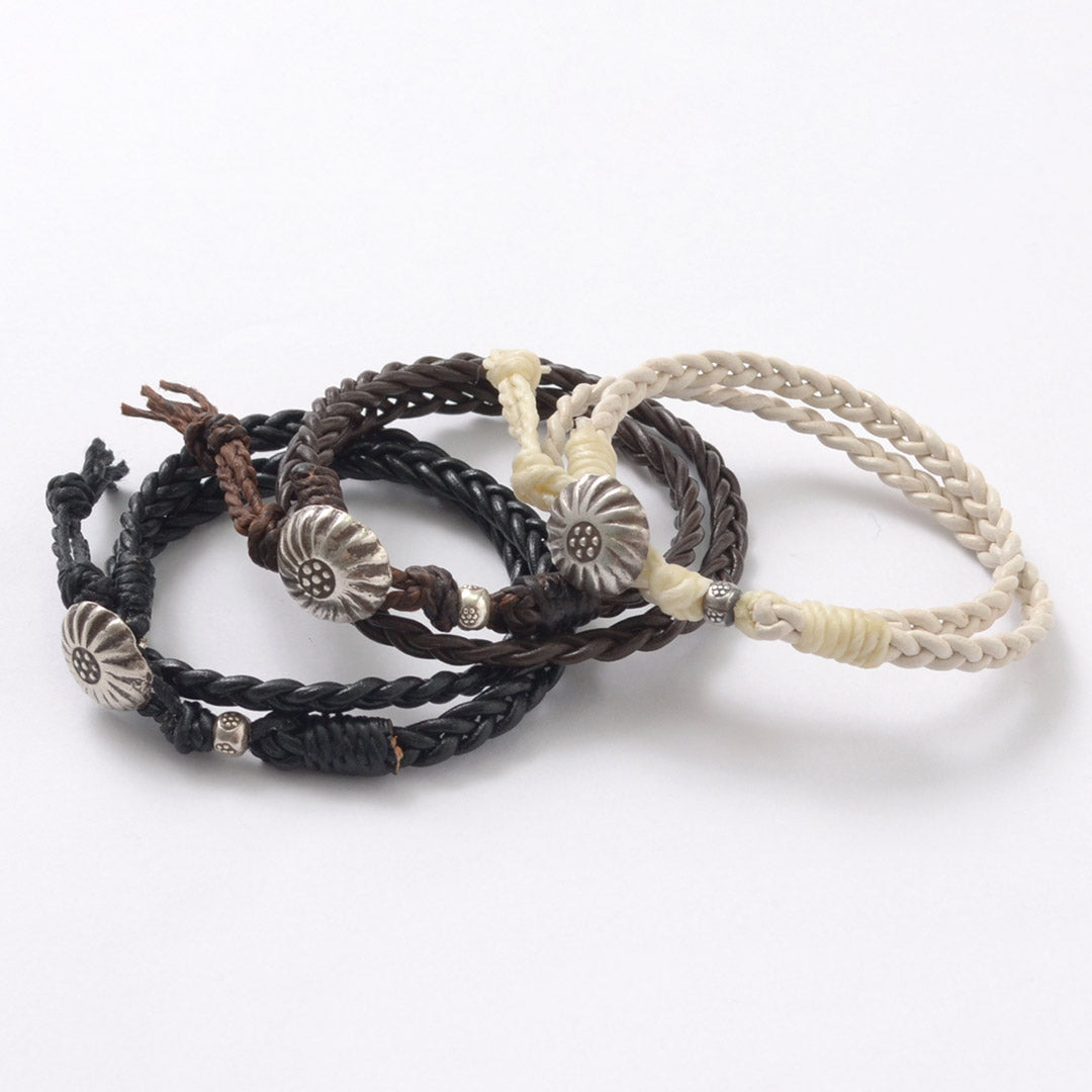 Phadua / brazalete de cuero de 1.5 mm trenzado 2 envoltura