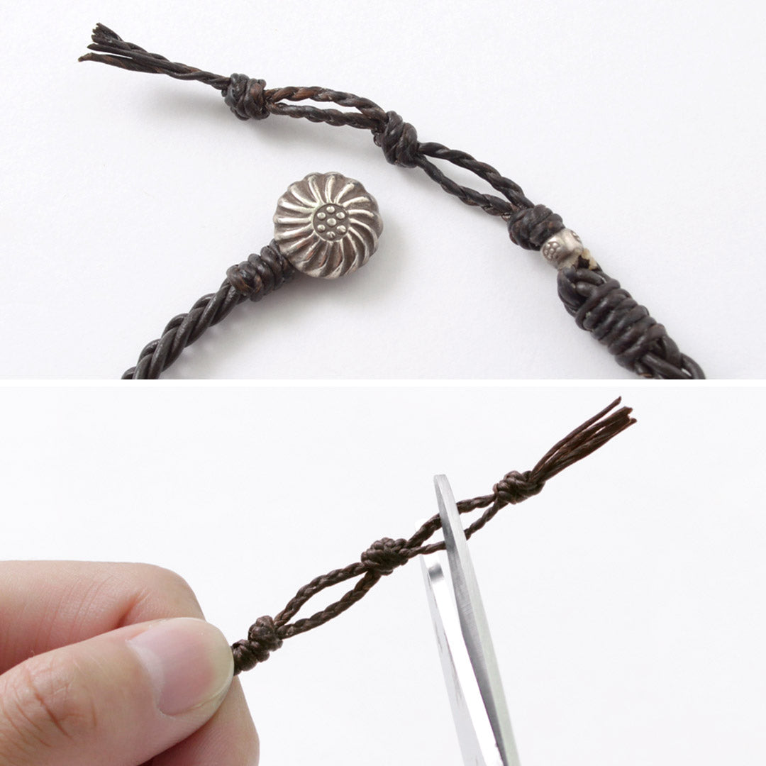 Phadua / brazalete de cuero de 1.5 mm trenzado 2 envoltura