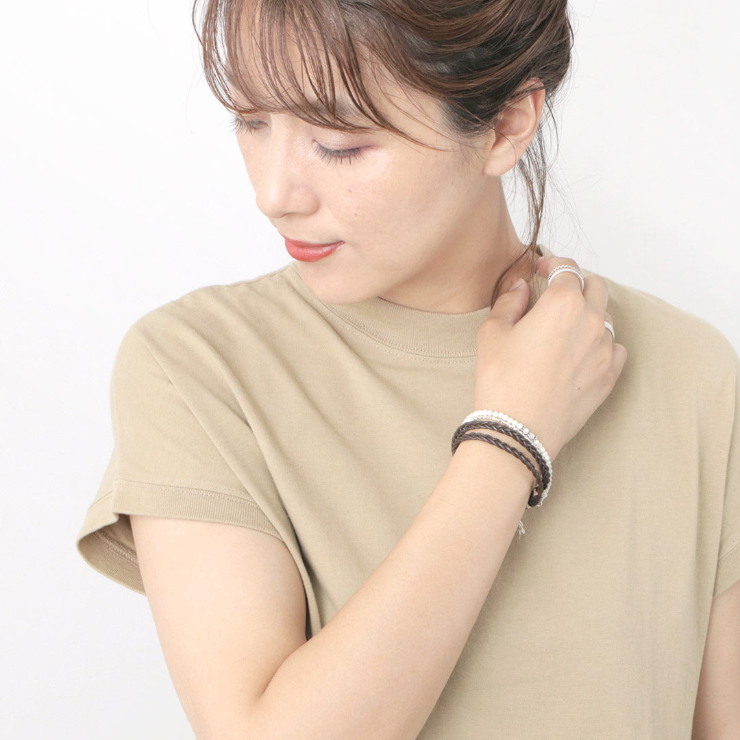 Phadua / brazalete de cuero de 1.5 mm trenzado 2 envoltura