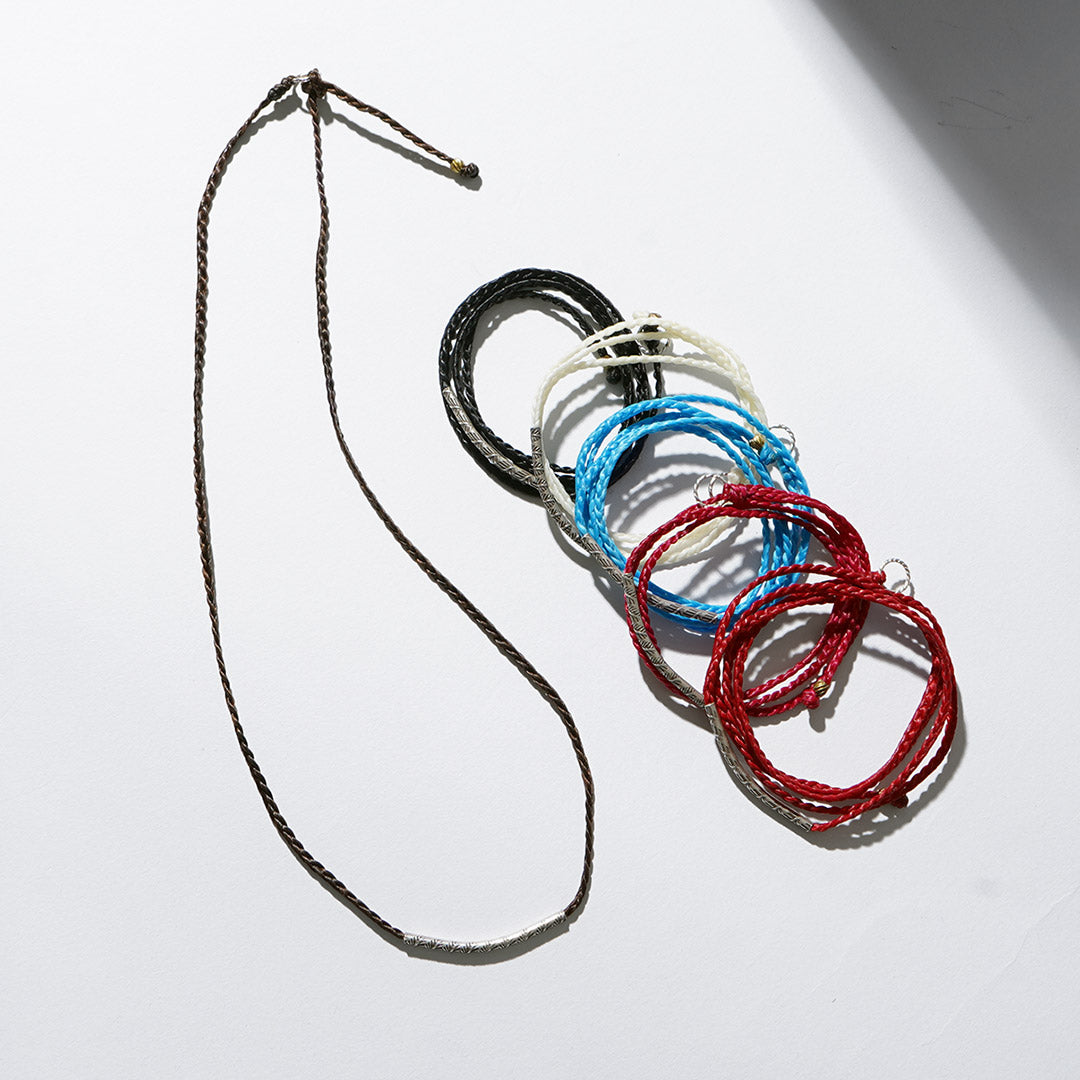 Phadua / cera Cord Karen Tube de plata / brazalete / collar