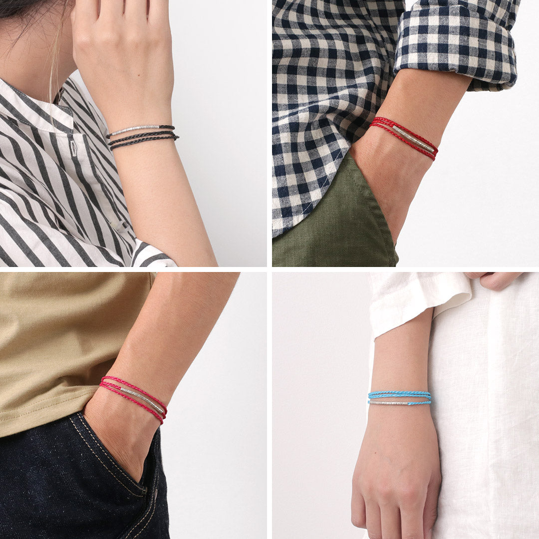Phadua / cera Cord Karen Tube de plata / brazalete / collar