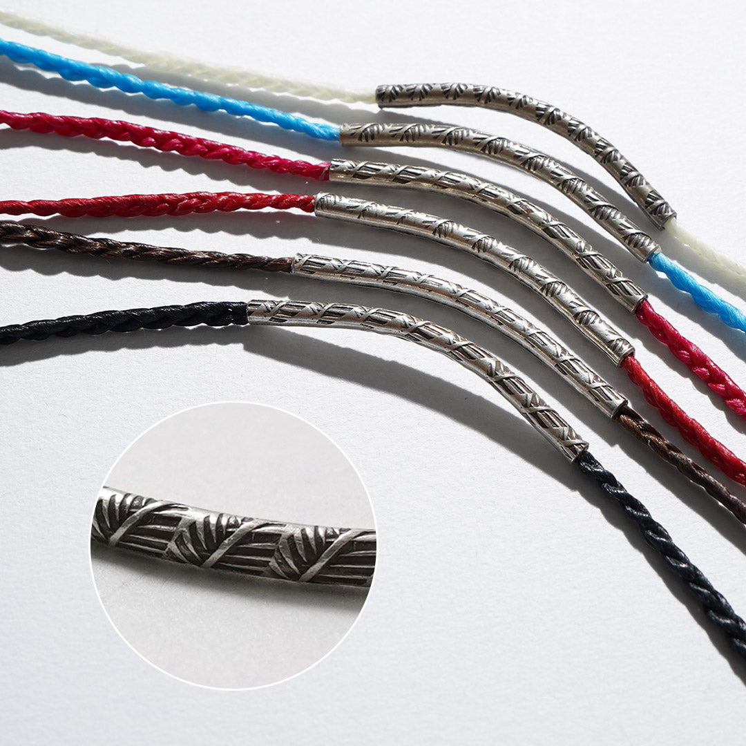 Phadua / cera Cord Karen Tube de plata / brazalete / collar