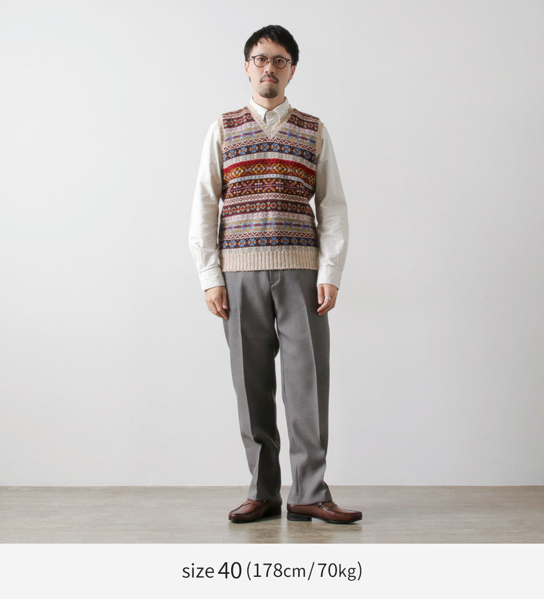 JAMIESONS / Gilet Col V Fair Isle