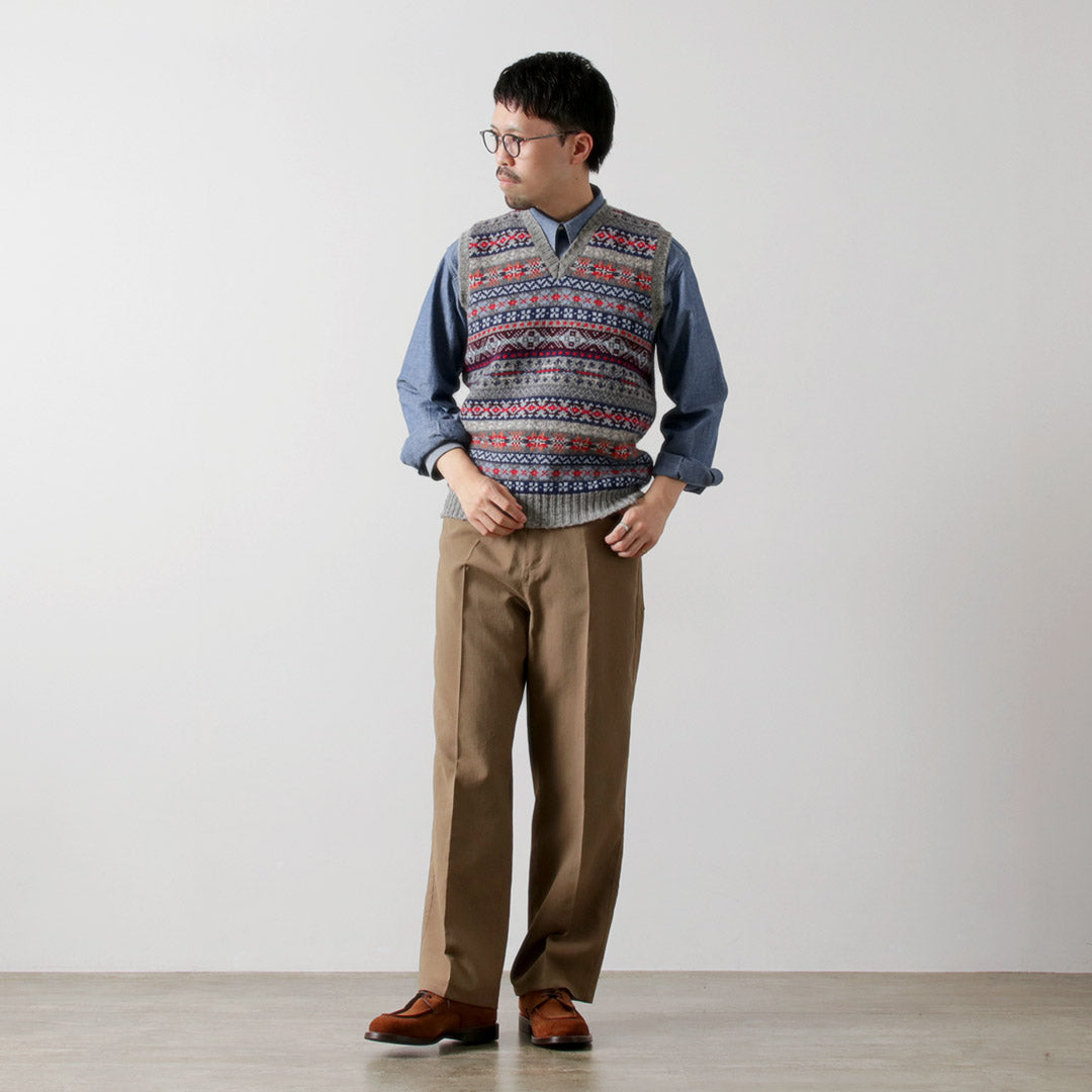 JAMIESONS / Gilet Col V Fair Isle