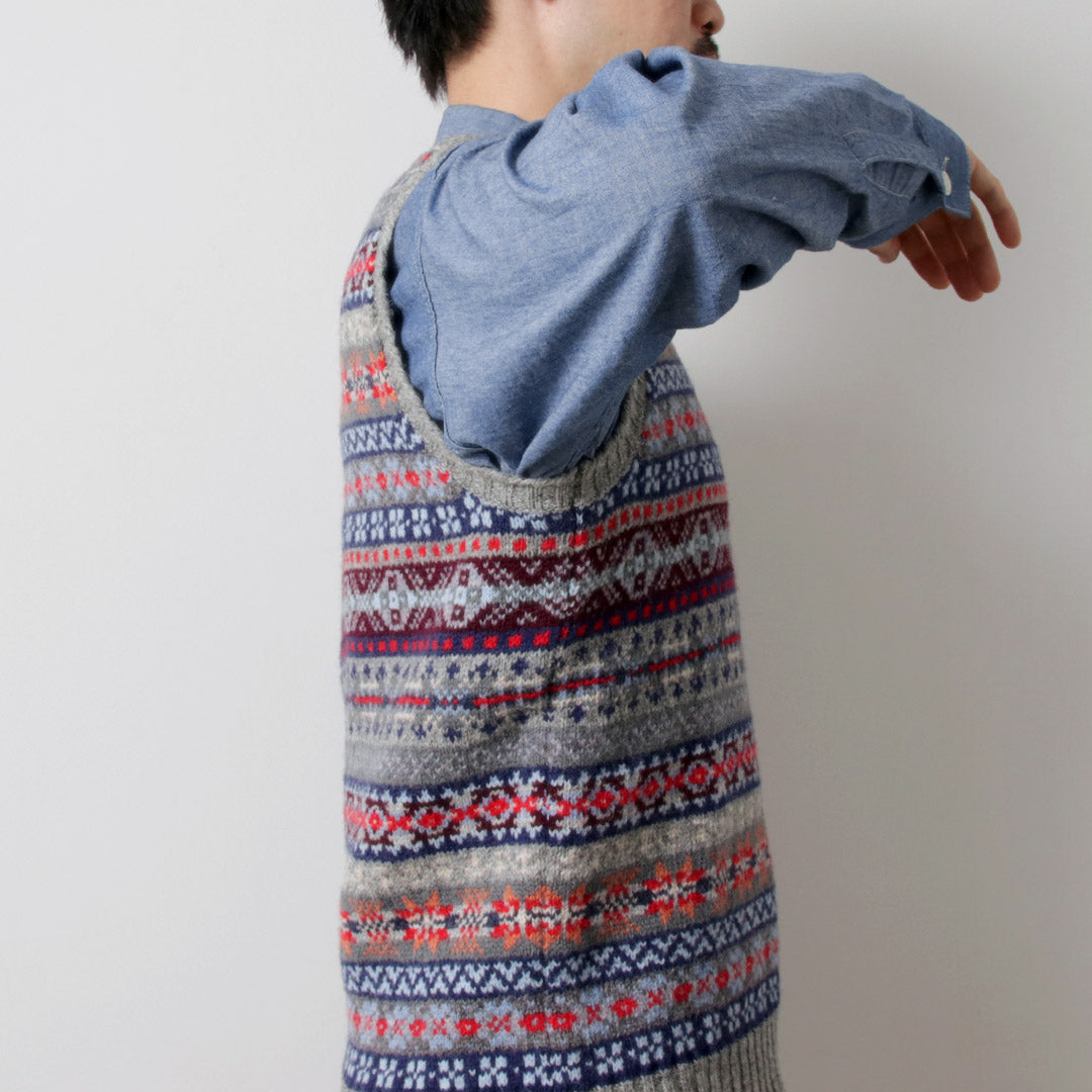 JAMIESONS / Gilet Col V Fair Isle