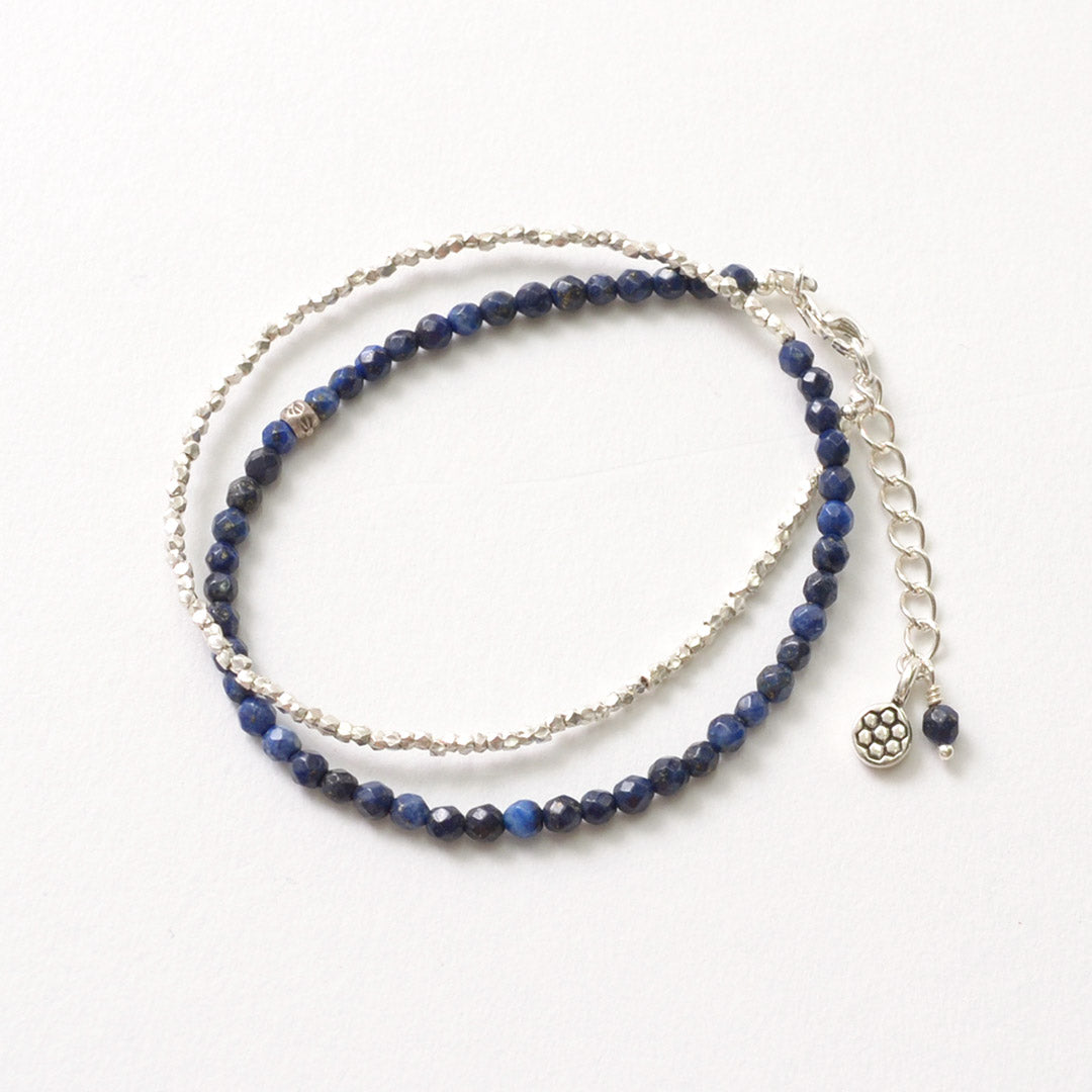 Brazalete de phadua / lapis lazuli W-wrap