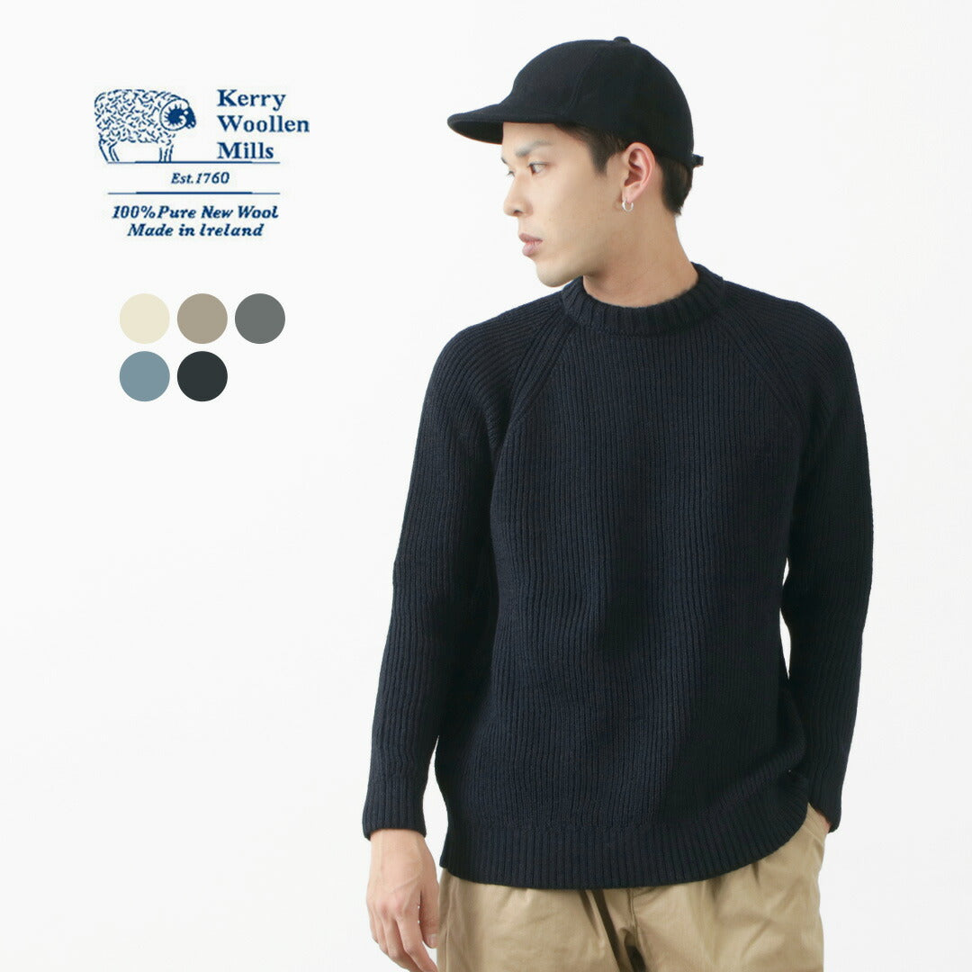 KERRY WOOLEN MILLS / 7G 1PLY 渔夫罗纹圆领针织衫