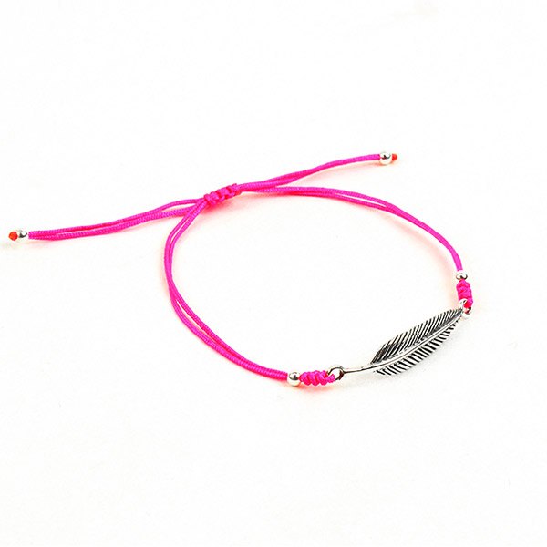 Chalisa T .. / Pulsera de cordón anudado de pluma plateada
