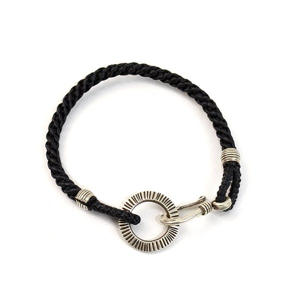 Phadua / plateado con brazalete del anillo hecho a mano Cordón de cera del cordón