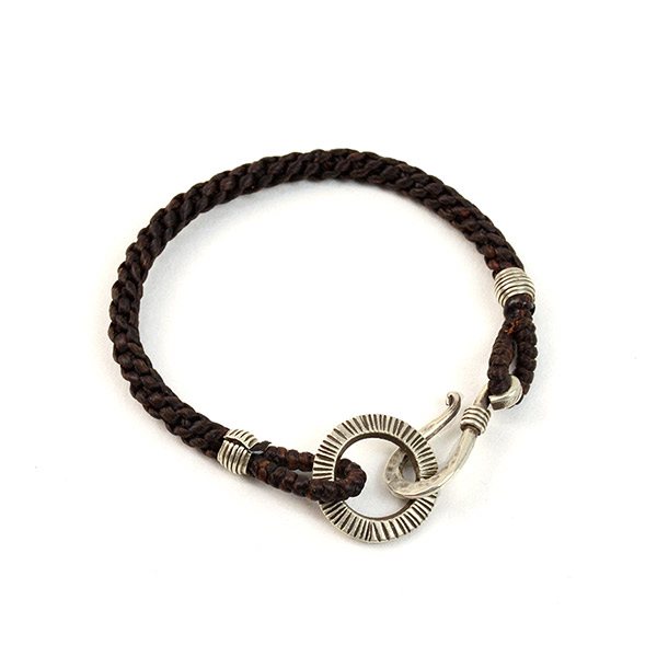 Phadua / plateado con brazalete del anillo hecho a mano Cordón de cera del cordón
