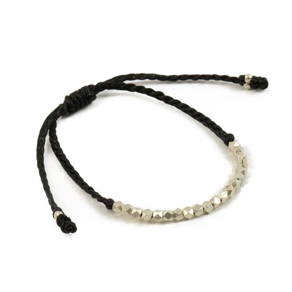 Pulsera de cordón de cera de cuentas de plata de Phadua / Karen
