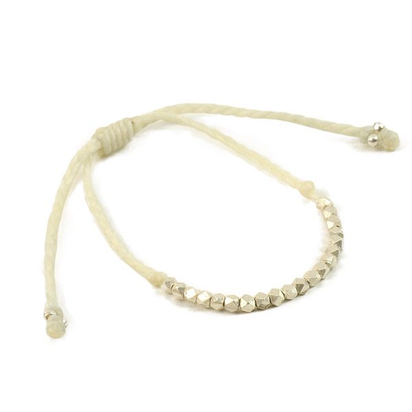 Pulsera de cordón de cera de cuentas de plata de Phadua / Karen