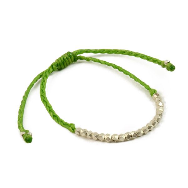 Pulsera de cordón de cera de cuentas de plata de Phadua / Karen