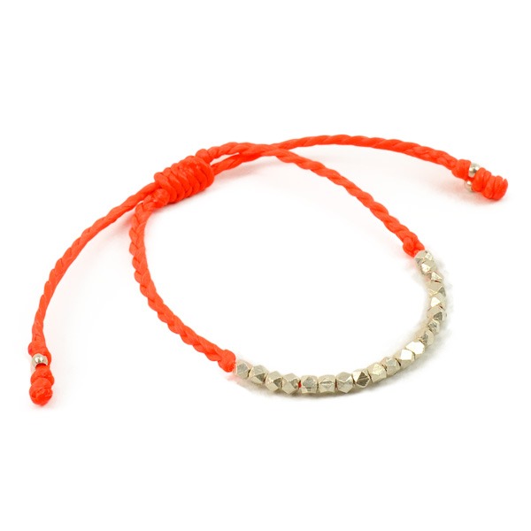 Pulsera de cordón de cera de cuentas de plata de Phadua / Karen