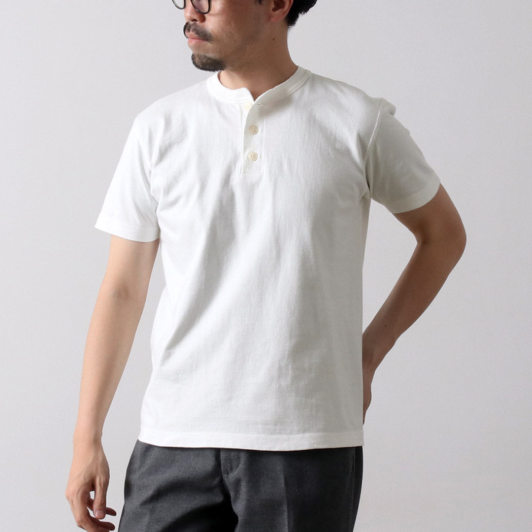 BARNS / COZUN T-shirt à manches courtes en tricot à col Henry