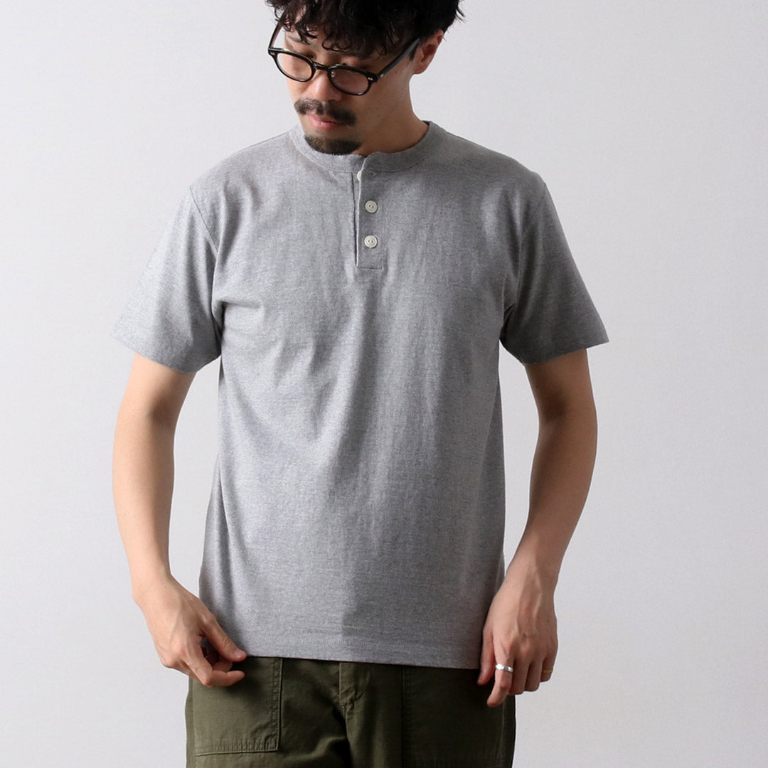 BARNS / COZUN T-shirt à manches courtes en tricot à col Henry