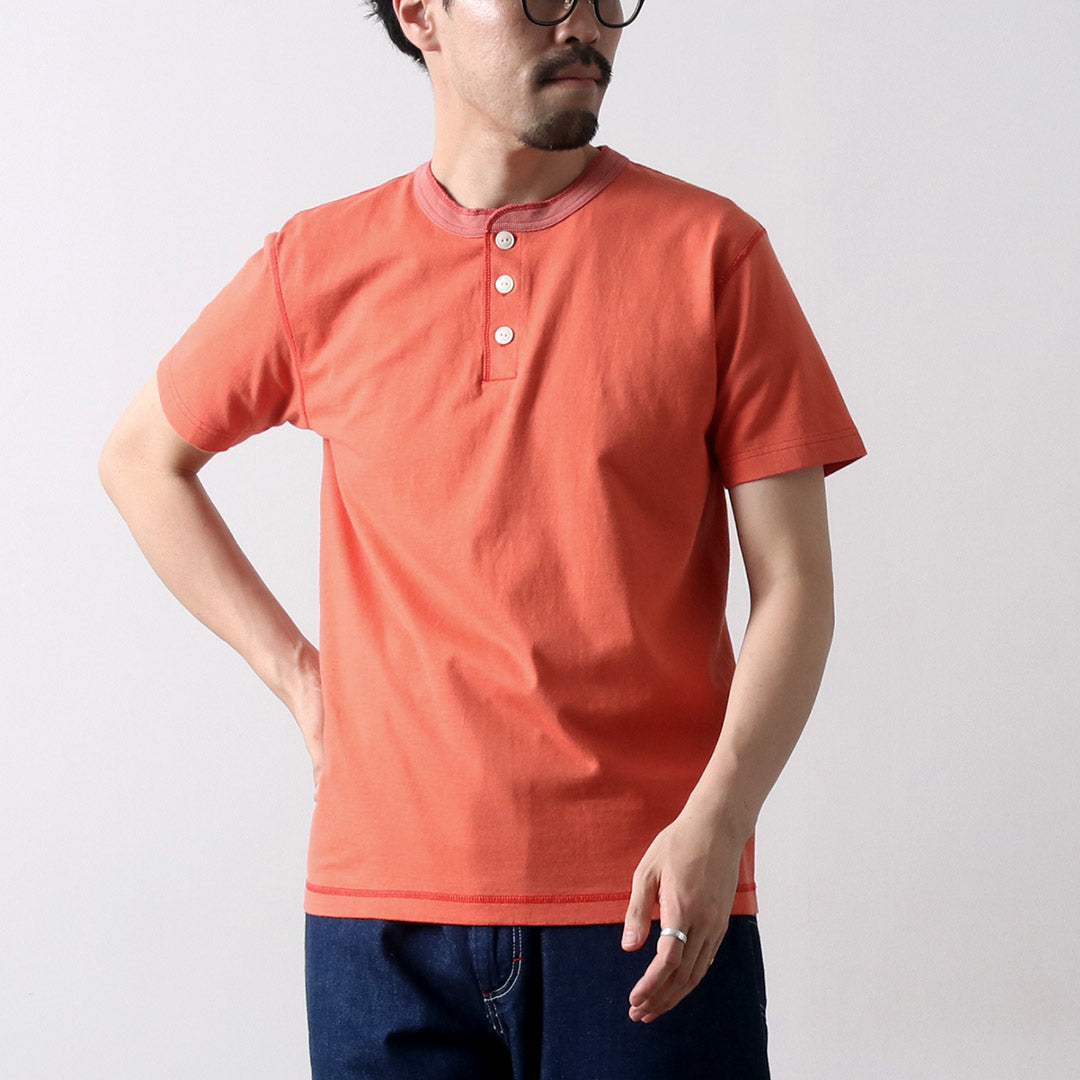 BARNS / COZUN T-shirt à manches courtes en tricot à col Henry