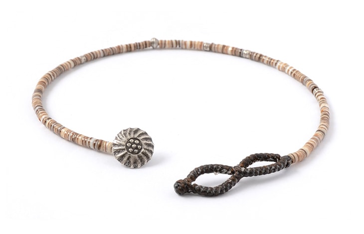 PHADUA / Brown Shell Beads Wax Cord Anklet