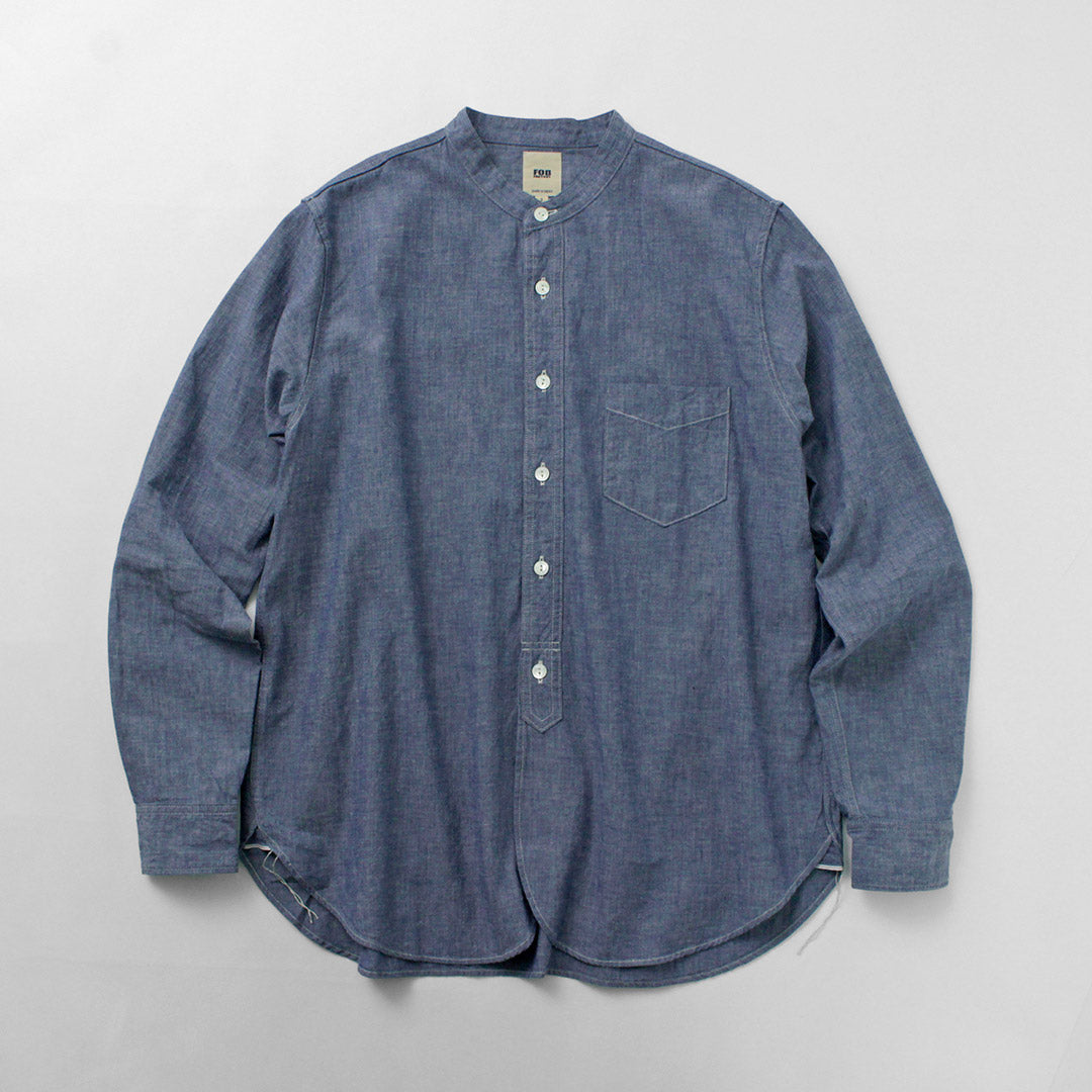 FOB FACTORY / F3428 Chemise à col bande en chambray selvage