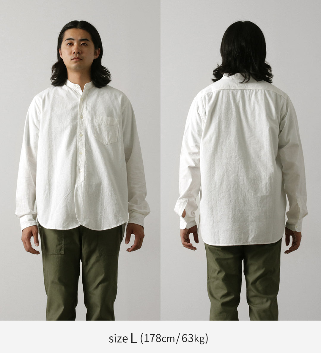 FOB FACTORY / F3429 Long Sleeve Band Collar Ox Shirt
