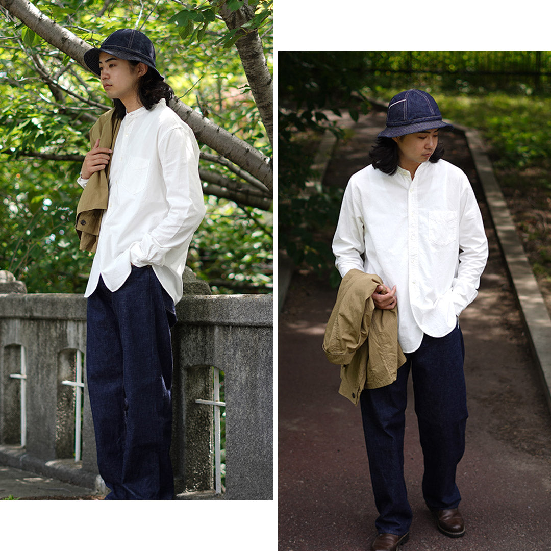 FOB FACTORY / F3429 Long Sleeve Band Collar Ox Shirt