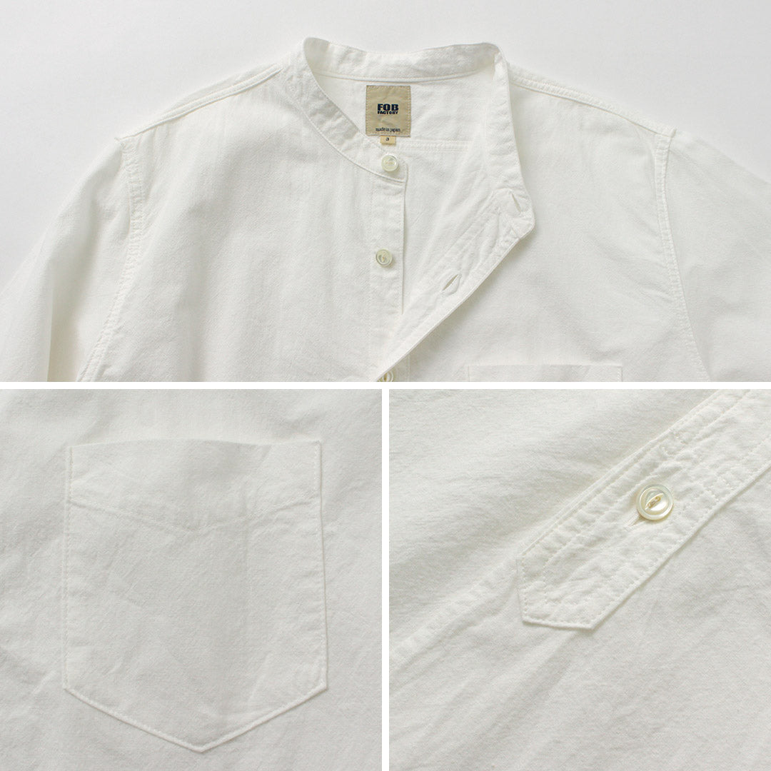 FOB FACTORY / F3429 Long Sleeve Band Collar Ox Shirt