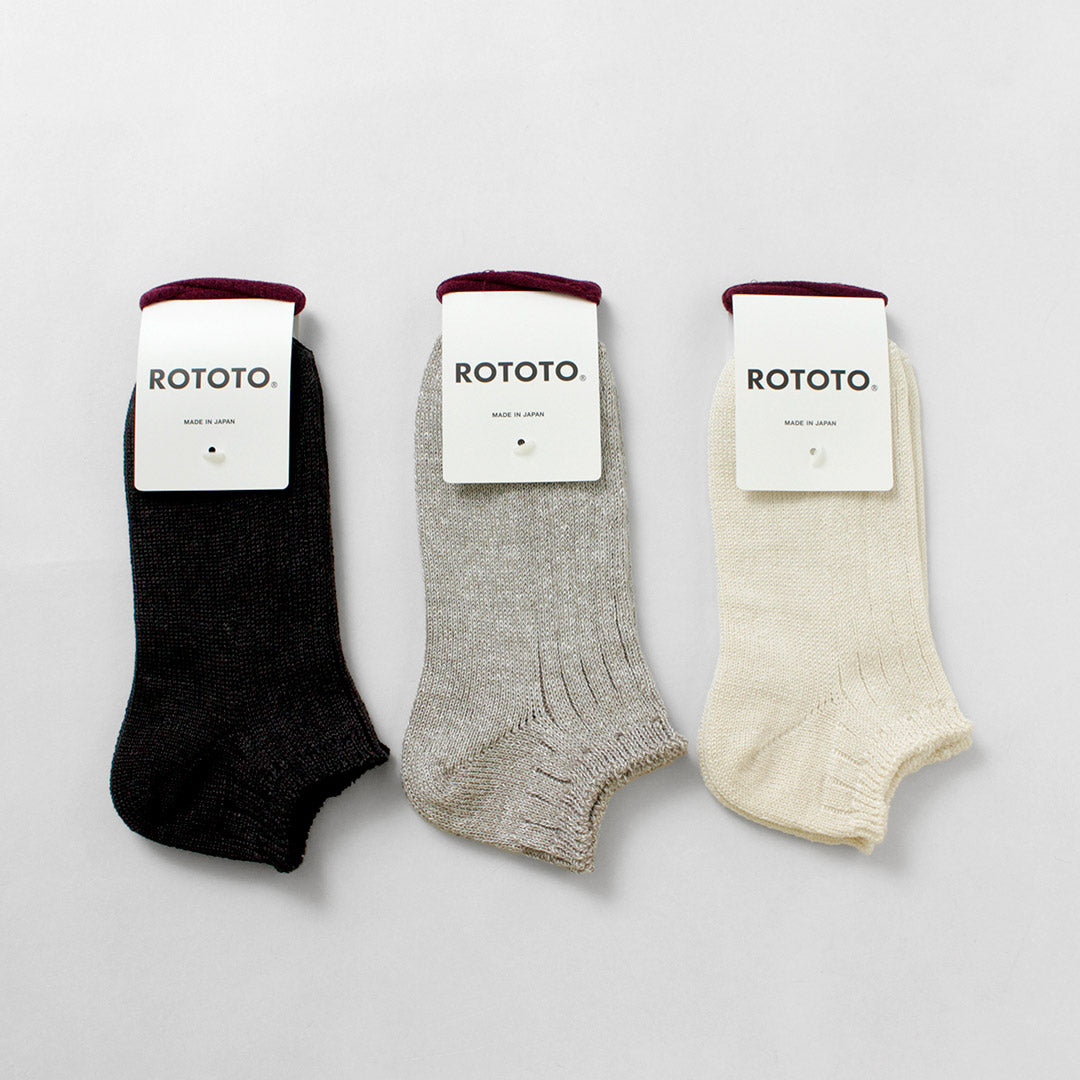 ROTOTO / Calcetines Cortos Canalé Algodón Lino