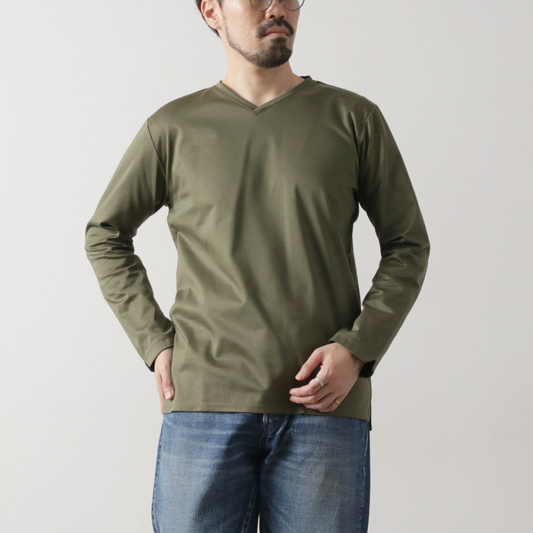 RE MADE IN TOKYO JAPÓN / Camiseta de vestir de manga larga con cuello en V hecha en Tokio