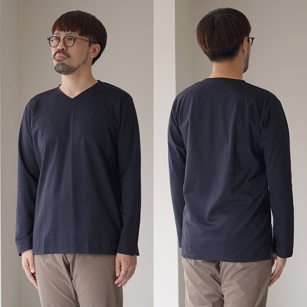 RE MADE IN TOKYO JAPÓN / Camiseta de vestir de manga larga con cuello en V hecha en Tokio