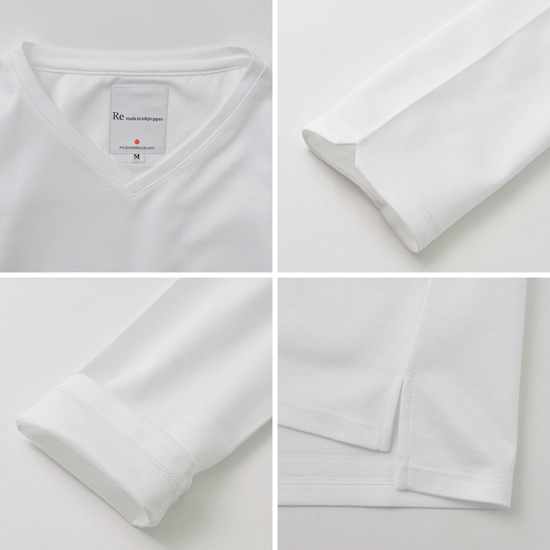 RE MADE IN TOKYO JAPÓN / Camiseta de vestir de manga larga con cuello en V hecha en Tokio