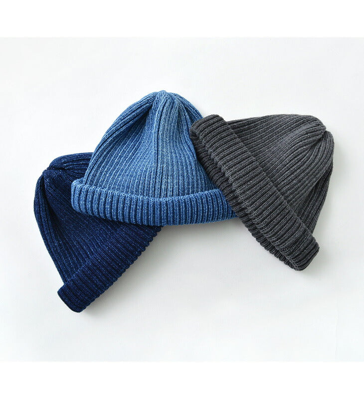 Rototo / Indigo Cotton Roll up Geanie