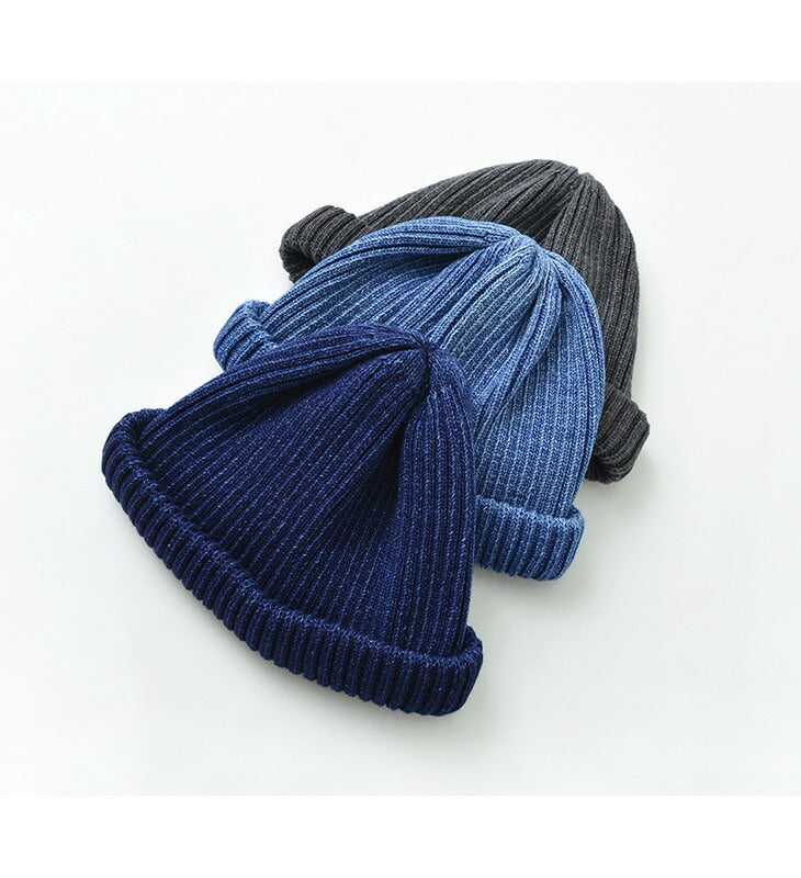 Rototo / Indigo Cotton Roll up Geanie