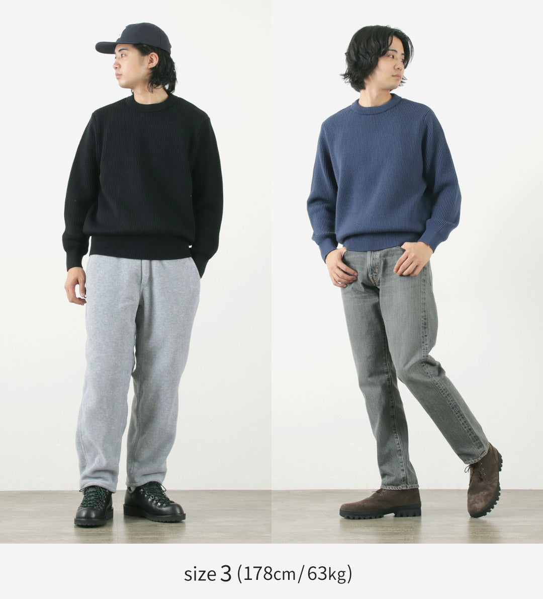 YONETOMI NEW BASIC / 超细羊毛罗纹针织套头衫