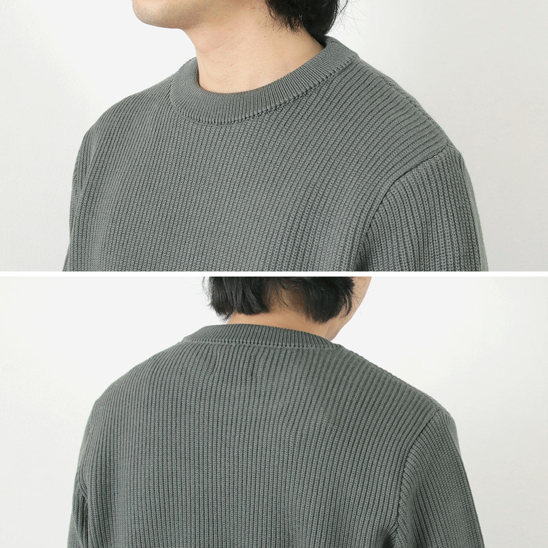 YONETOMI NEW BASIC / 超细羊毛罗纹针织套头衫