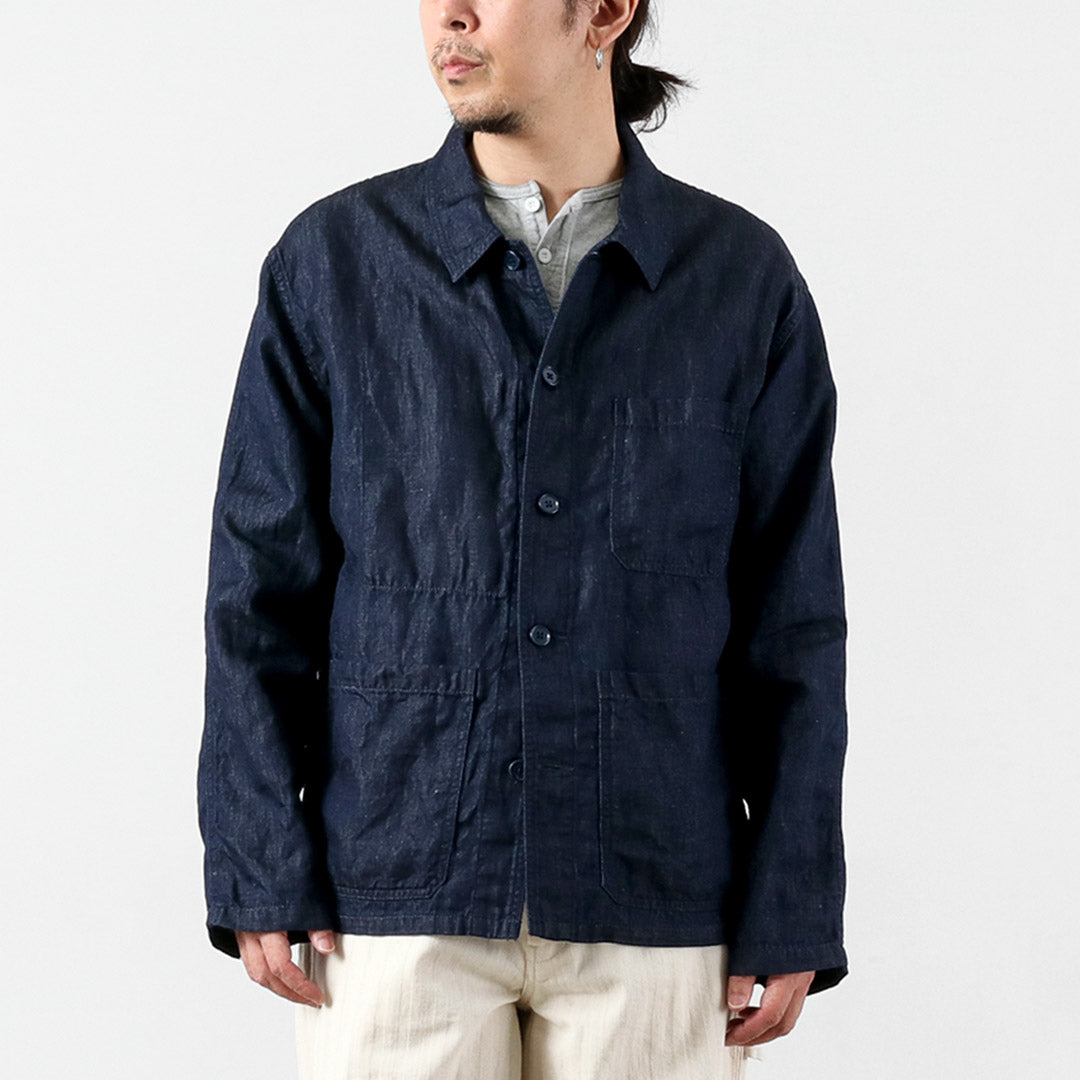 JAPAN BLUE JEANS / RJB7070 Chaqueta overol francesa de mezclilla de lino y algodón