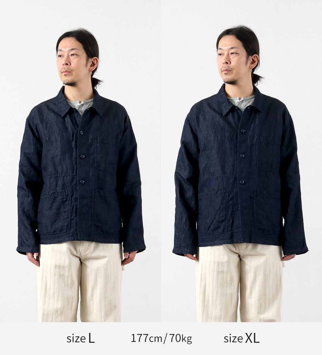 JAPAN BLUE JEANS / RJB7070 Chaqueta overol francesa de mezclilla de lino y algodón