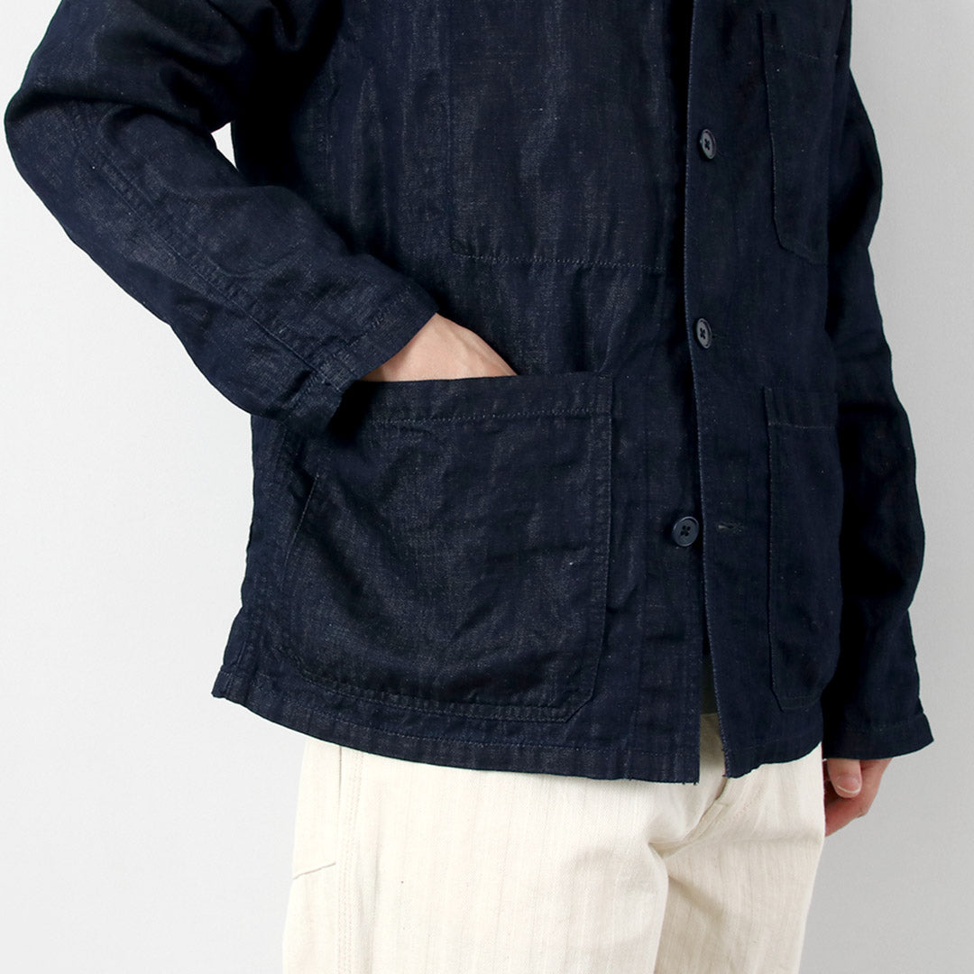 JAPAN BLUE JEANS / RJB7070 Chaqueta overol francesa de mezclilla de lino y algodón