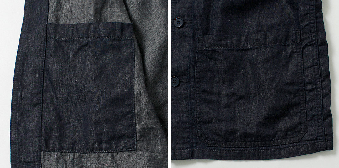 JAPAN BLUE JEANS / RJB7070 Chaqueta overol francesa de mezclilla de lino y algodón