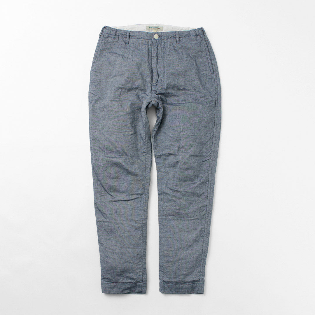 FOB FACTORY / F0513 Pantalón cambray de tejido doble de lino y algodón