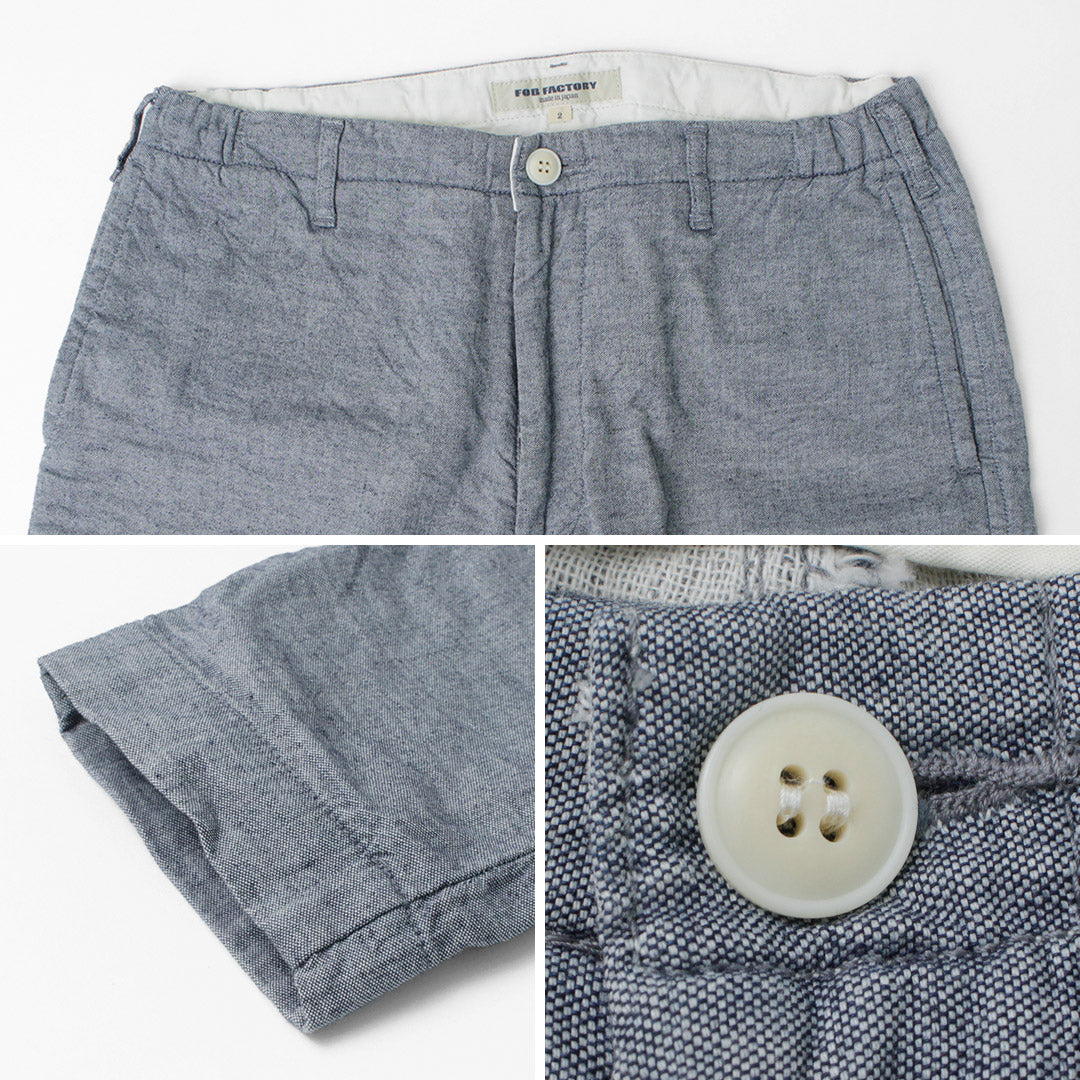 FOB FACTORY / F0513 Pantalón cambray de tejido doble de lino y algodón