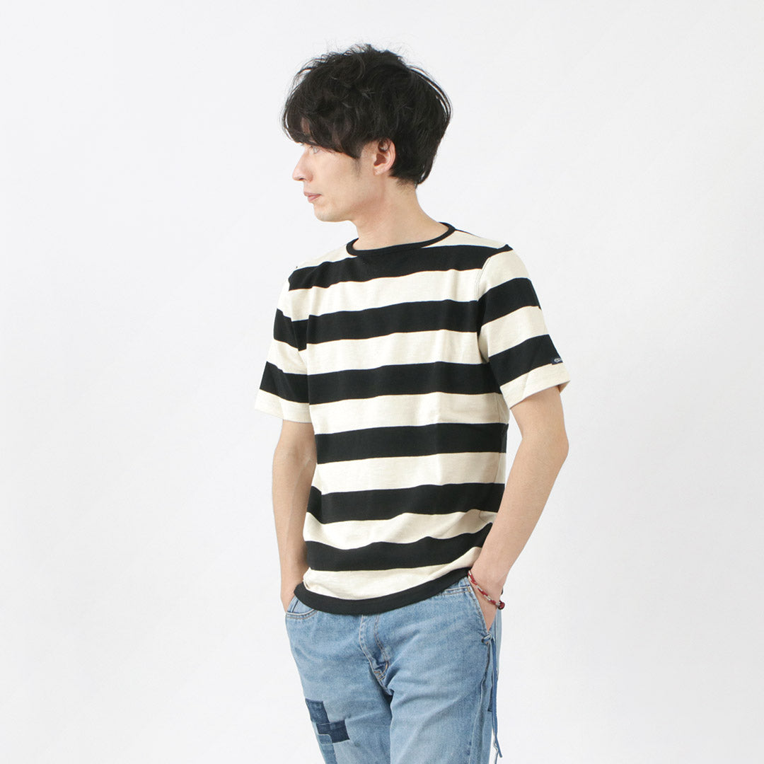 TIEASY / HDCS Boat neck Short Sleeve wide stripe basque shirt