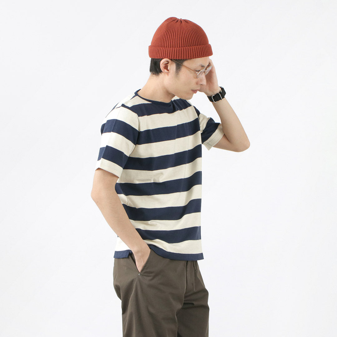 TIEASY / HDCS Boat neck Short Sleeve wide stripe basque shirt